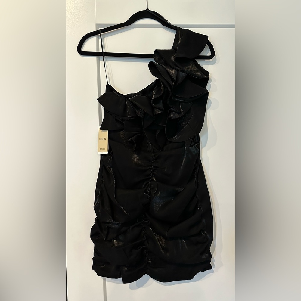MNG (Mango) Single Shoulder Ruffled Cocktail Dress